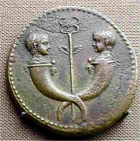 Pièce de monnaie à l'effigie de Caligula et Gemellus.