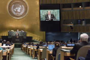 Sergey V. Lavrov, Ministre russe des Affaires étrangères, s'adresse à l'Assemblée Générale des Nations Unies le 23 septembre 2016 (Photo ONU)