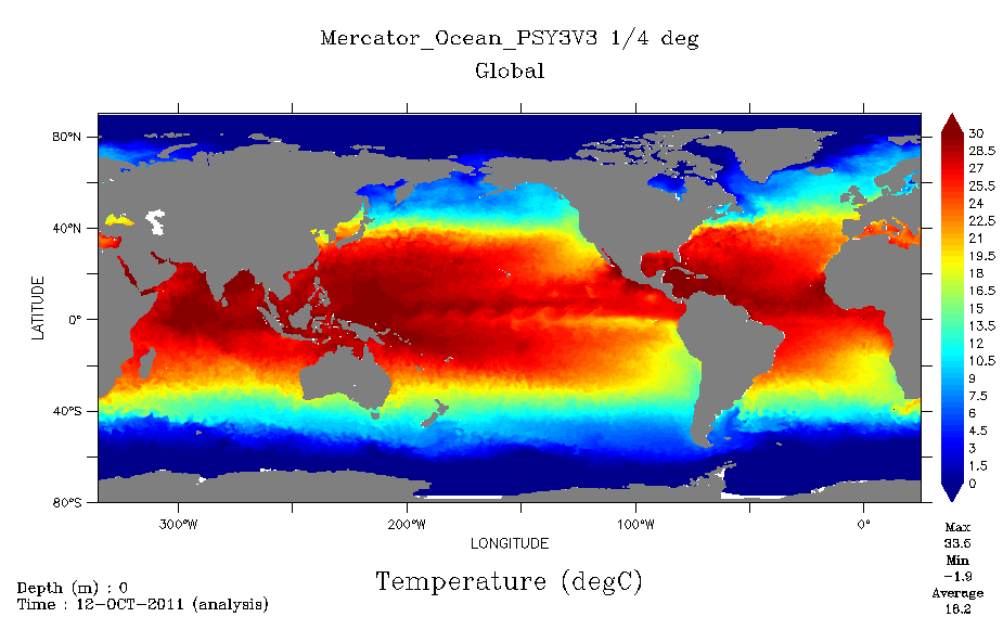 Anomalie Températures ocean