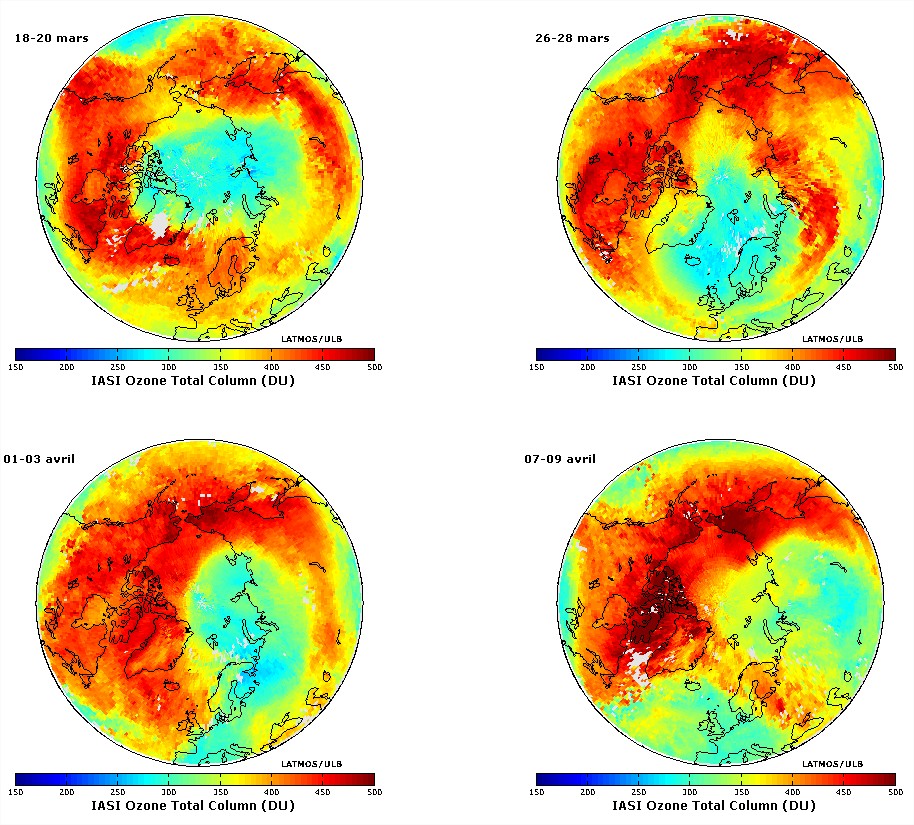 Trou de la couche d'ozone Arctique hémisphère nord 2011