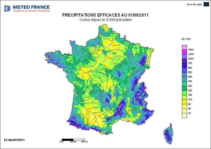 Précipitations efficaces France