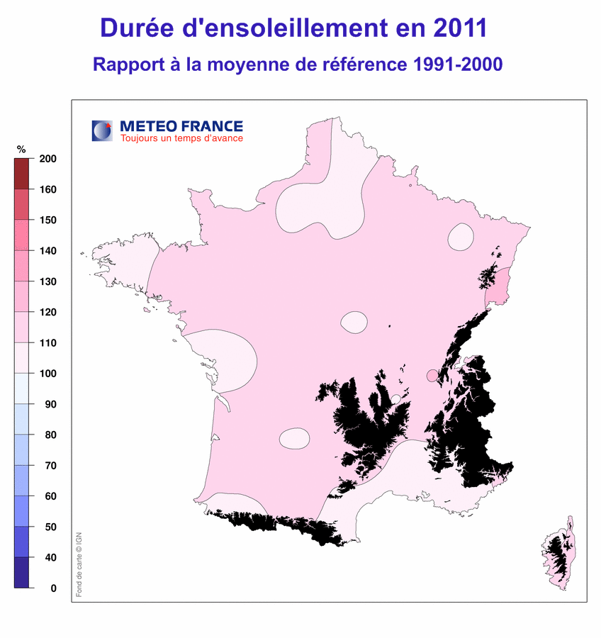 Climat France 2011 ensoleillement