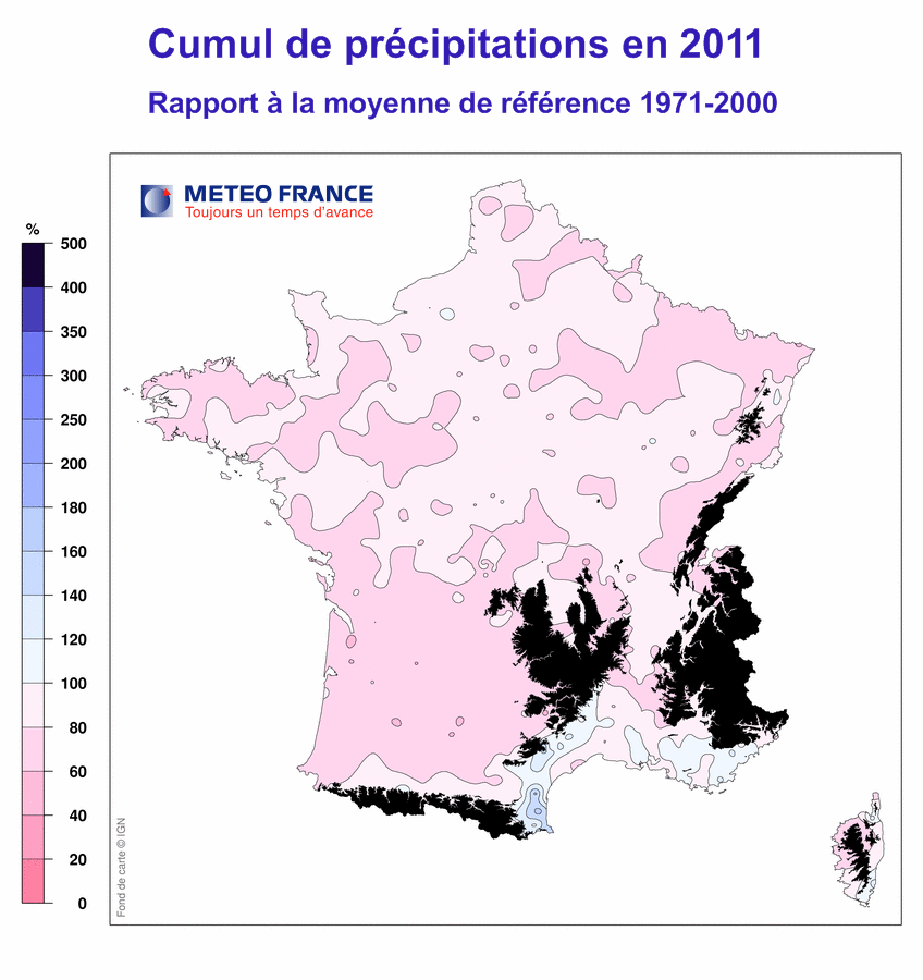 Climat France 2011 précipitations