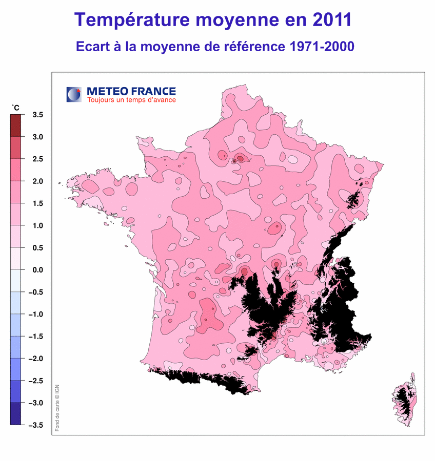 Climat France 2011 températures
