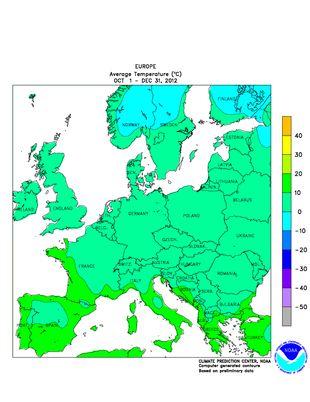 Climat Températures Europe