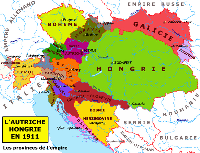 Carte Autriche Hongrie en 1911