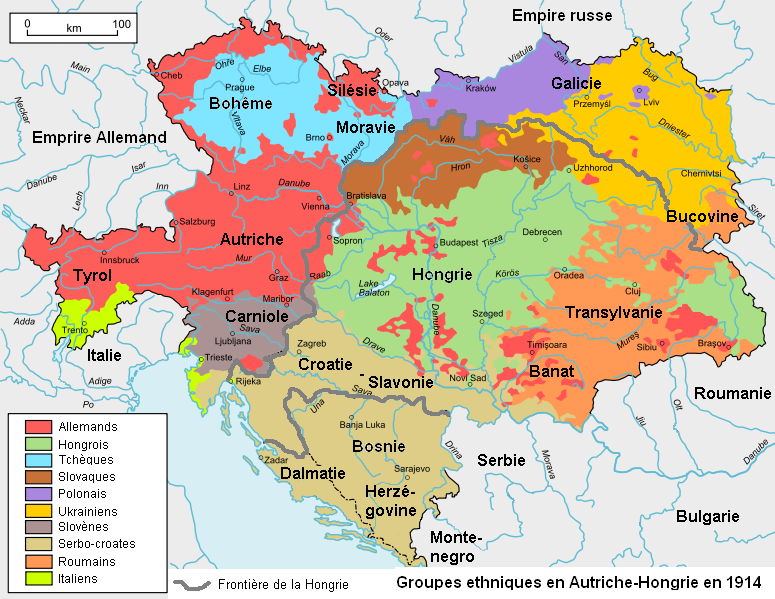 Carte ethnique Autriche Hongrie