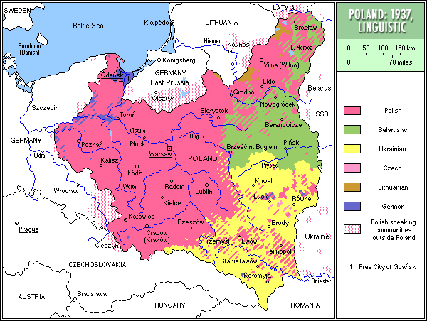 Langues en Pologne - 1937