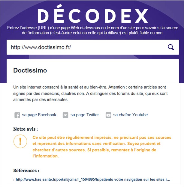 Le Décodex victime d'un conflit d'intérêts patent avec Doctissimo…