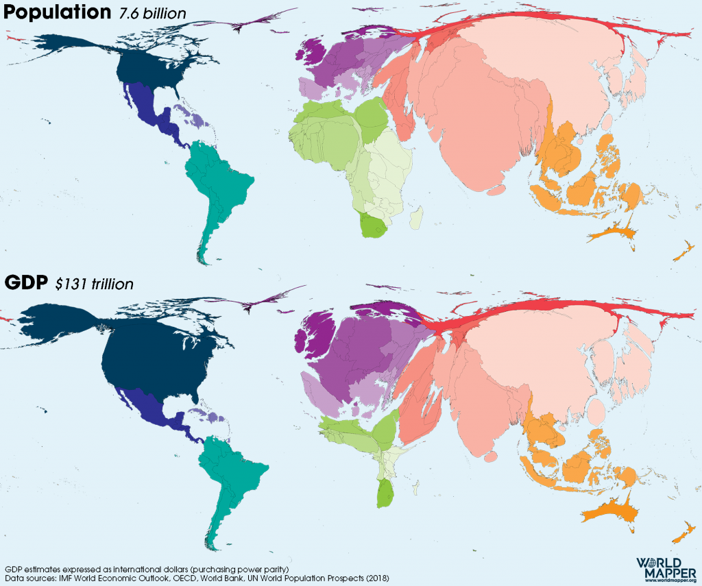 » Cartogramme de la Population Mondiale