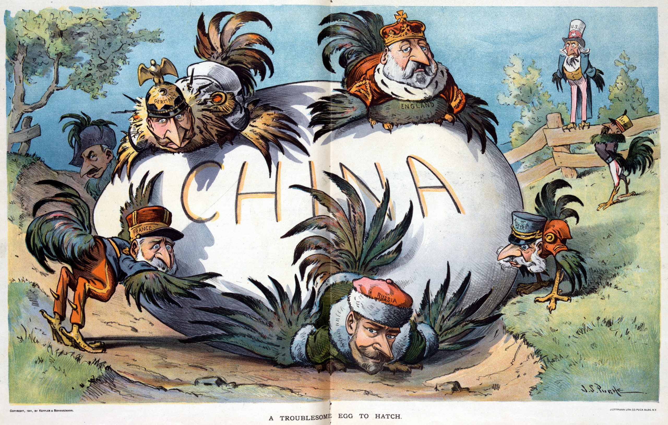Pêche chinois Caricature originale -  France